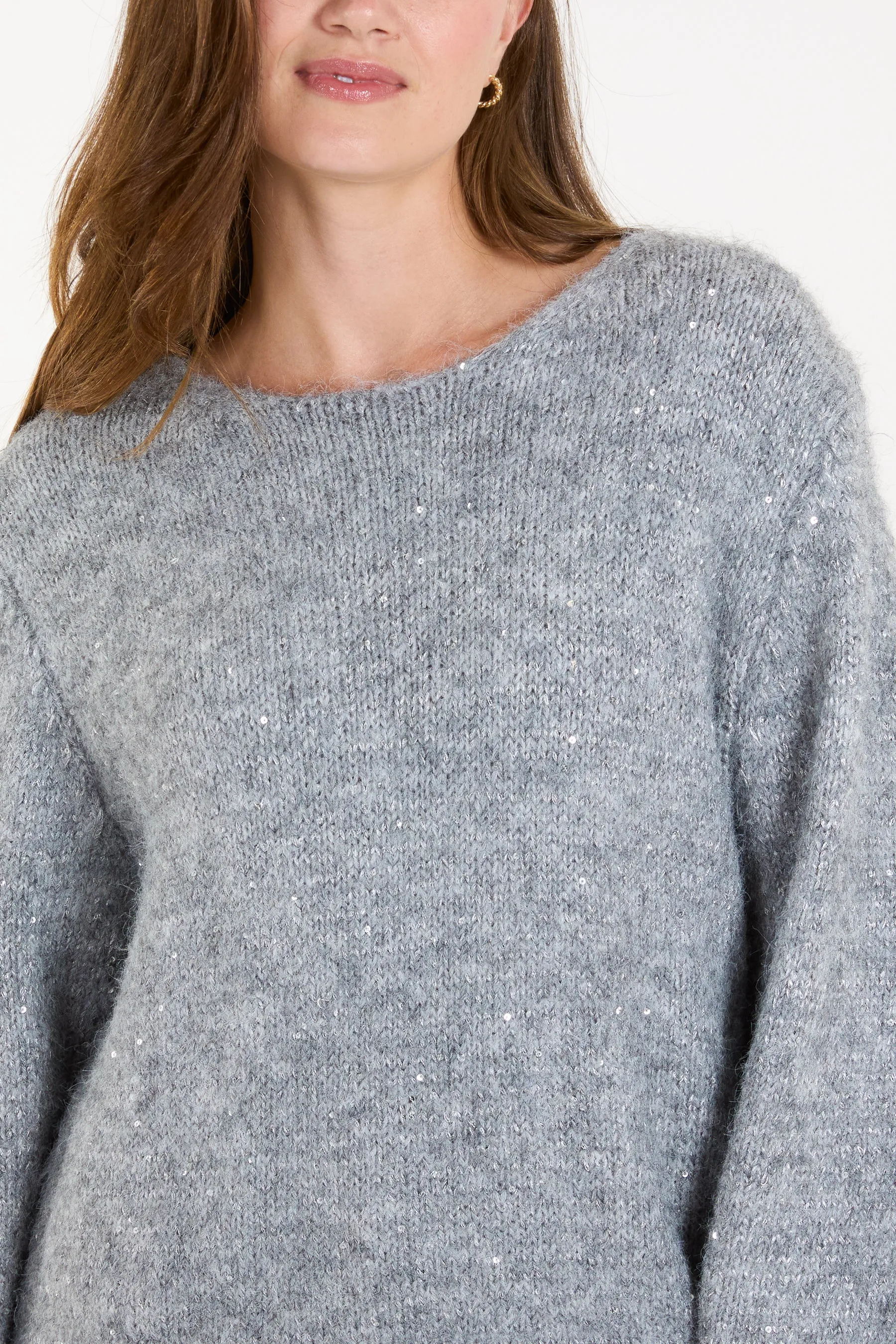 Fluffy Sequin Knit Jumper