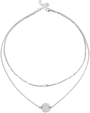 Frodete Chic Round Coin Choker Pearl Bead Long Necklace Pendant Women Multi Layer Pearl Necklace Summer Jewelry