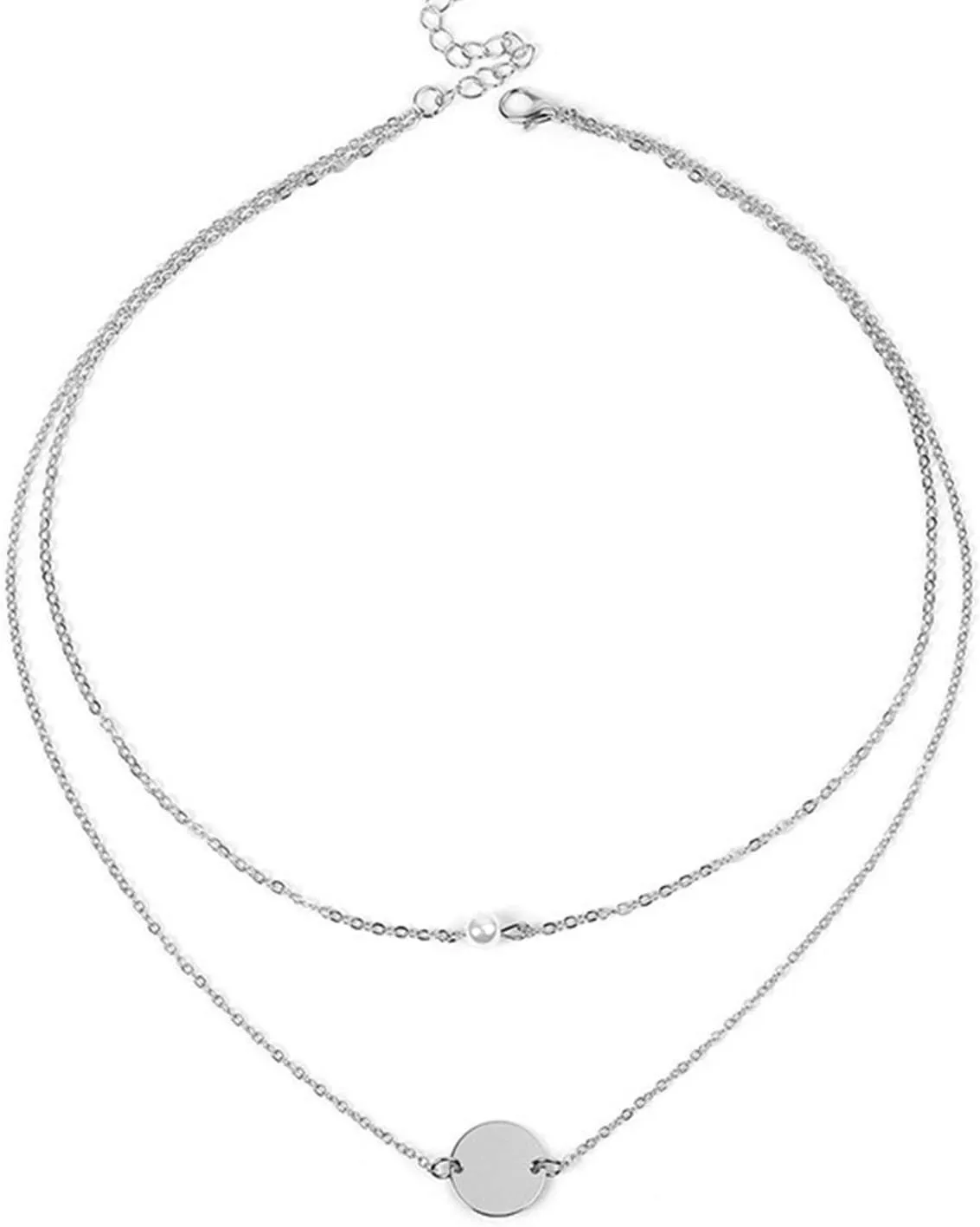 Frodete Chic Round Coin Choker Pearl Bead Long Necklace Pendant Women Multi Layer Pearl Necklace Summer Jewelry
