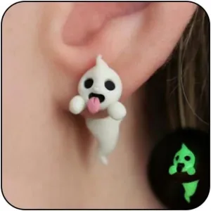 Ghost Earrings, Glow-In-The-Dark Halloween Spooky Earrings Tiny Cute Fun Stud Earrings Unique Statement Light Up Earrings Jewelry Gifts For Women Men