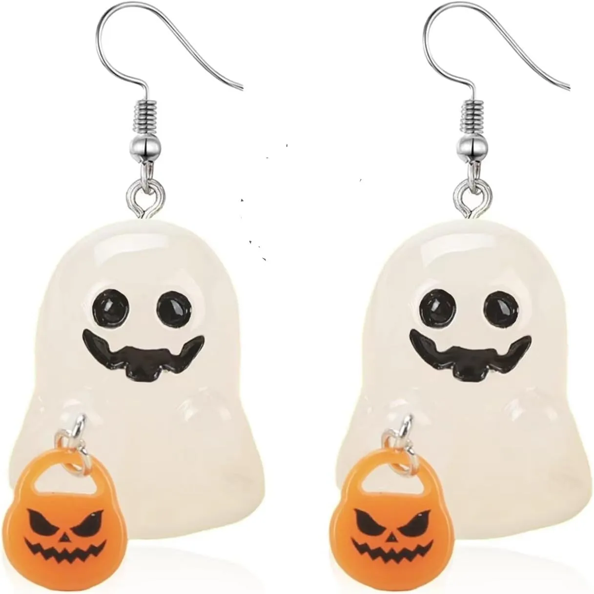 Ghost EarringsSpooky Halloween Earrings Necklace Set for Women Pumpkin Ghost Glow In The Dark Dangle Earrings3d Light Up Candy Corn Necklaces Holiday Jewelry Gifts