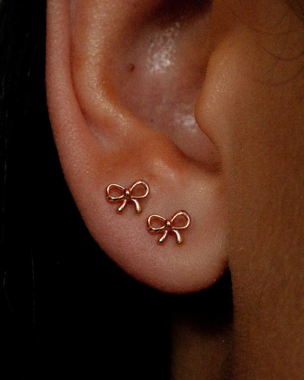 Gold Earrings for Women 14K Gold Stud Earring Dainty Minimalist Simple Small Bow Earrings Jewelry Gift for Her