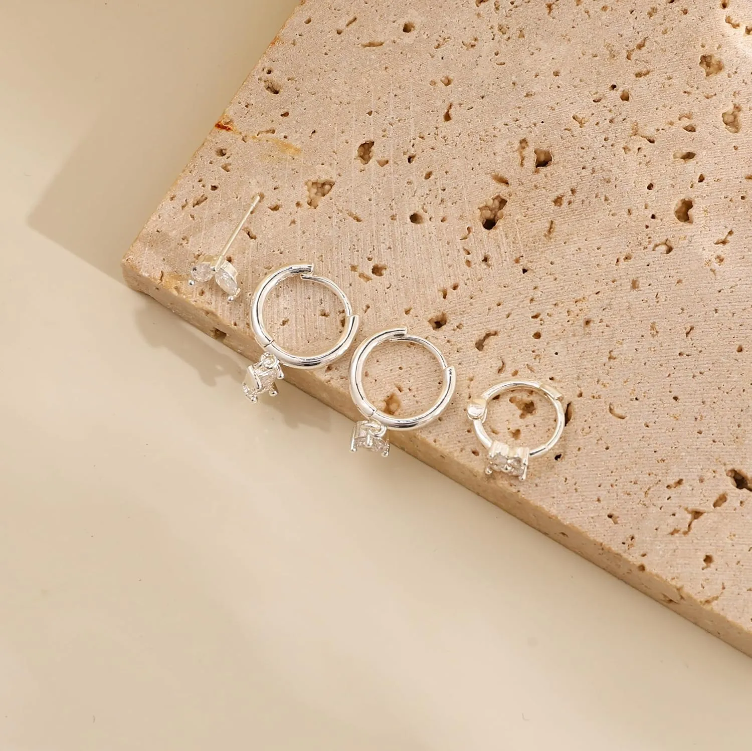 Gold Hoop Earrings for Women Trendy, Dainty Gold Stud Earrings 14K Gold Plated CZ Huggie Hoop Earrings Set Small Dangle Earrings Cute Cartilage Earring Sets for Multiple Piercing Jewelry Gifts