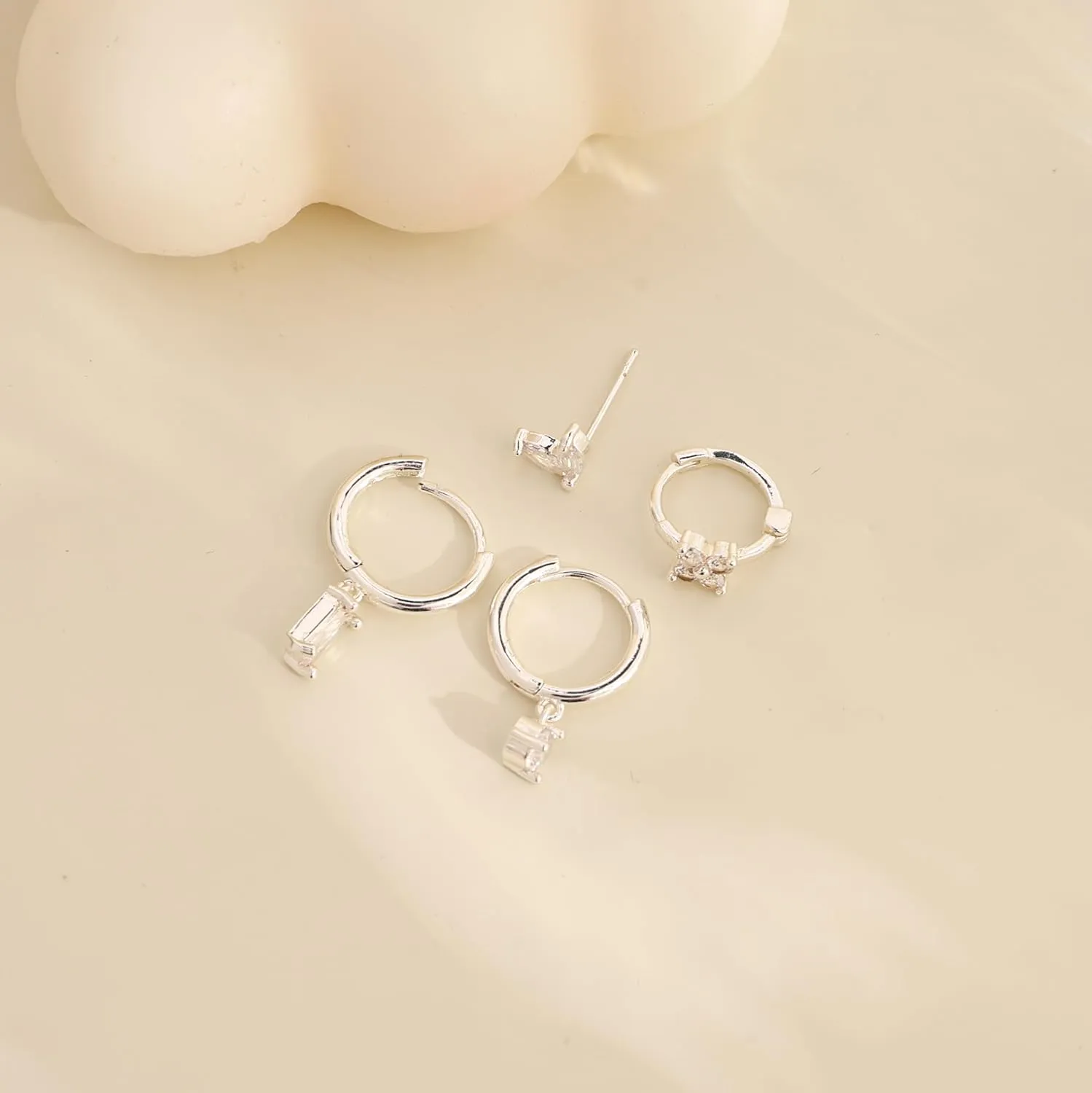 Gold Hoop Earrings for Women Trendy, Dainty Gold Stud Earrings 14K Gold Plated CZ Huggie Hoop Earrings Set Small Dangle Earrings Cute Cartilage Earring Sets for Multiple Piercing Jewelry Gifts