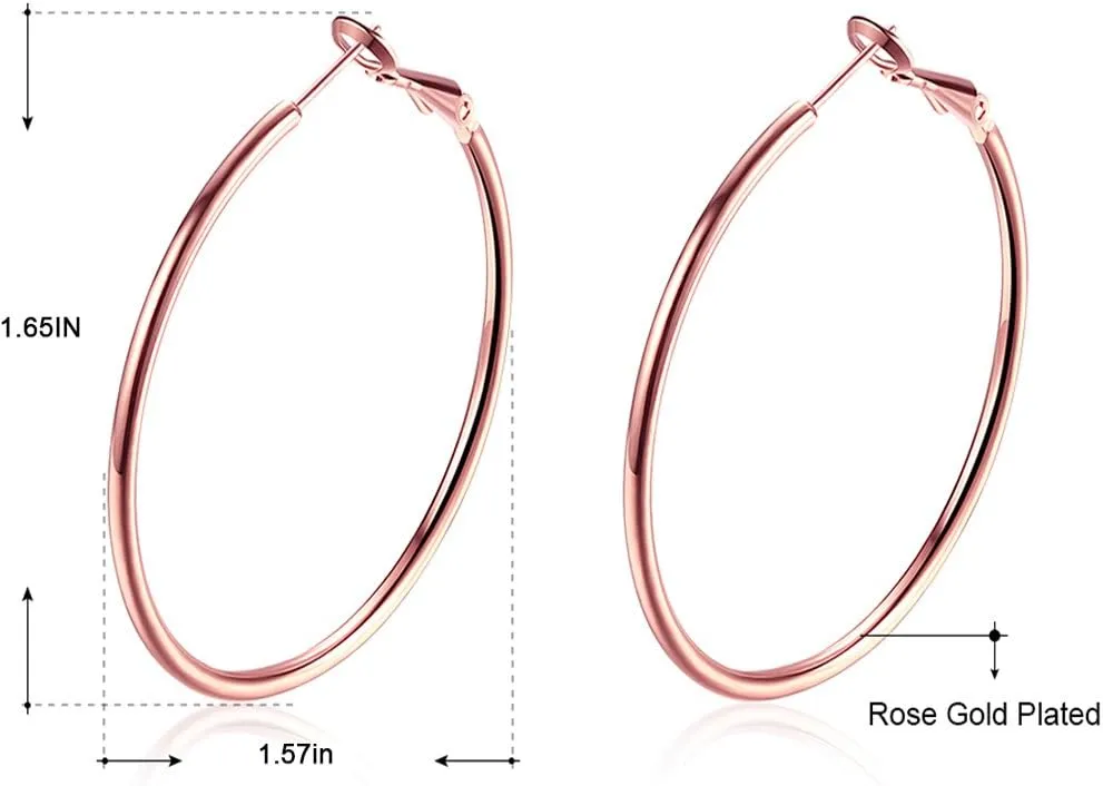 Gold Hoop Earrings,18K Gold Plated Rounded Hoops Earrings for Women