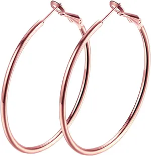 Gold Hoop Earrings,18K Gold Plated Rounded Hoops Earrings for Women