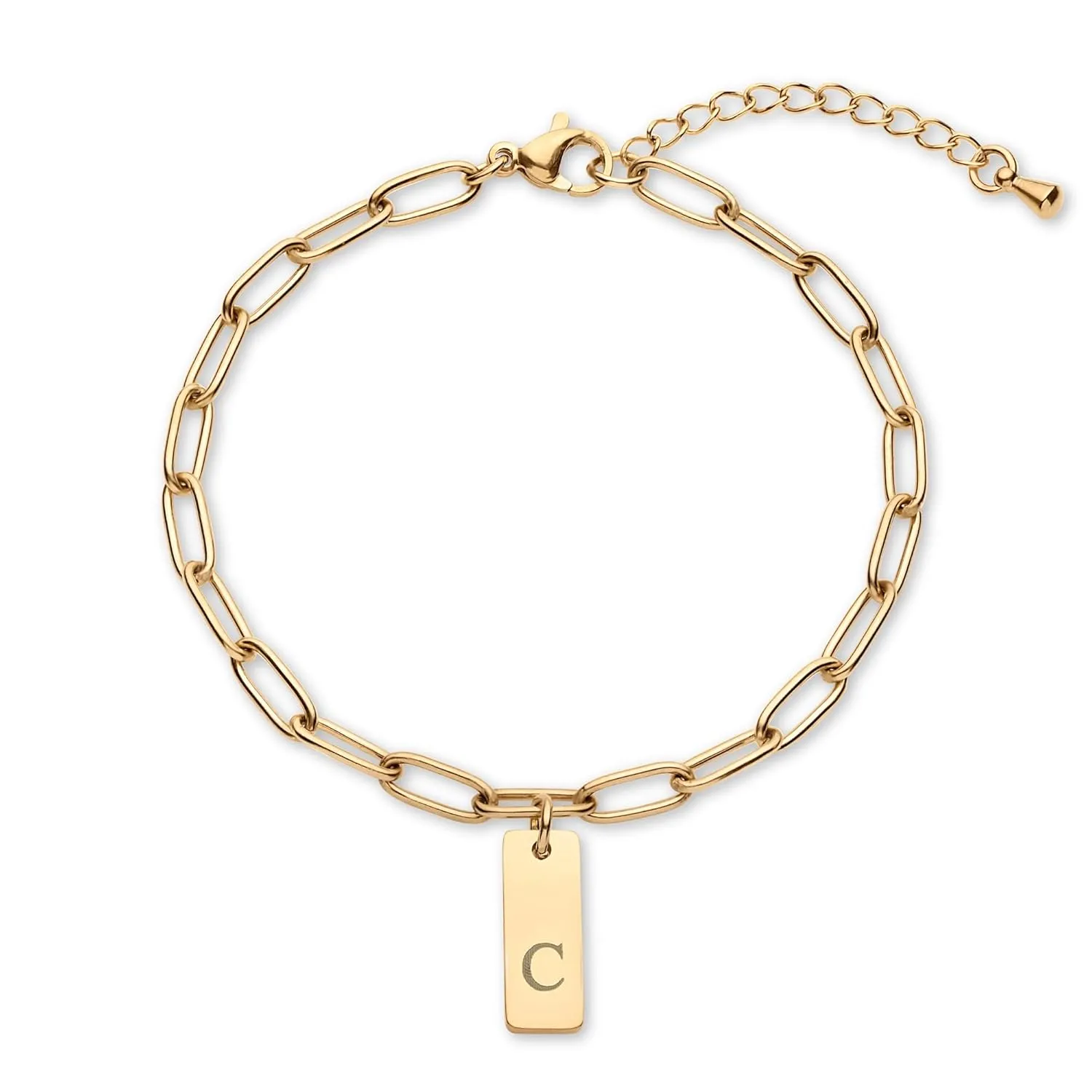 Gold Initial Bracelets for Women Girls, Paperclip Chain Dainty Letter Charm A - Z Pendant, Trendy Personalized Everyday Jewelry, Monogram Name Teen Bracelet, 18k Plated Rose Gold Silver Christmas Gift