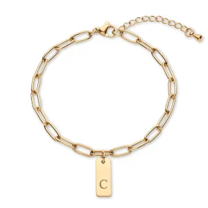 Gold Initial Bracelets for Women Girls, Paperclip Chain Dainty Letter Charm A - Z Pendant, Trendy Personalized Everyday Jewelry, Monogram Name Teen Bracelet, 18k Plated Rose Gold Silver Christmas Gift