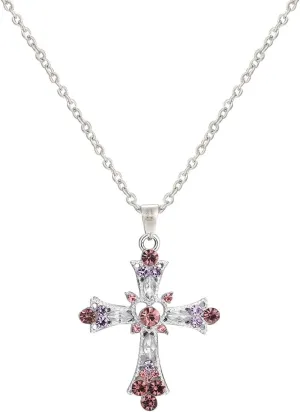 Gothic Cross Necklace for Women Pink Green Crystal Cross Pendant Necklace Punk Y2k Style Cross Necklace Sweet Edgy Jewelry