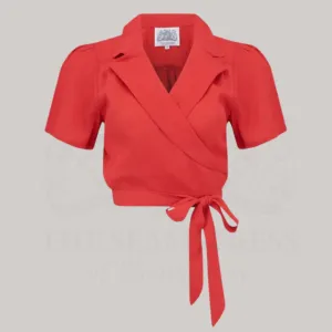 Greta Wrap Blouse in Lipstick Red