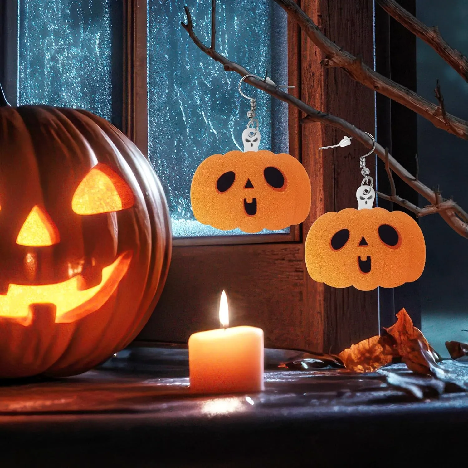 Halloween Dangle Earrings for Women Men: Cute Fall Pumpkin Cat Ghost Earrings - Spooky Light Up Glow in the Dark - Hot Topic Witch Spider Web Jewelry