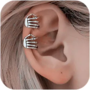 Halloween Earrings for Women Skeleton Hand Ear Clip Earrings Finger Hand Cuff Earrings Halloween Skeleton Hand Ear Cuffs Halloween Jewelry