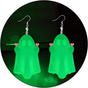 Halloween Earrings, Ghost Earrings Cute Glow In Dark Ghost Earrings Spooky 3D Pendant Dangle For Women Men Halloween Accessories Jewelry