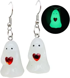 Halloween Ghost Earrings for Women 3D Ghost Pumpkin Corn Earrings Glow-In-The-Dark Spooky Earrings Dangle Halloween Jewelry