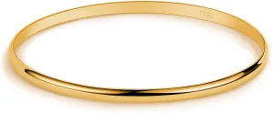 H&Beautimer Solid 925 Sterling Silver Bangle Bracelet 0.08'' Twisted/Glossy Bracelet for Women Girls 24K Gold/Rose Gold Round Bangle 1/2/3 Loop Party Jewelry Thanksgiving Gift