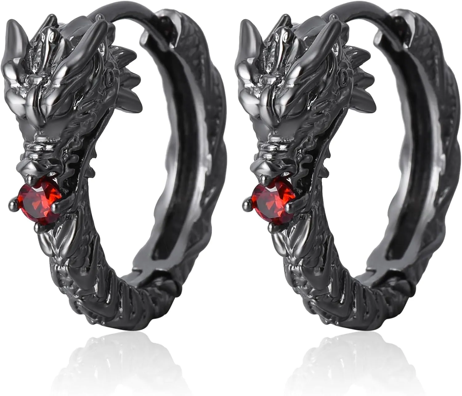 Hanreshe Copper Dragon Hoop Earrings Silver Plated Fashion Jewelry Small Dragon Earrings for Men Women Gift