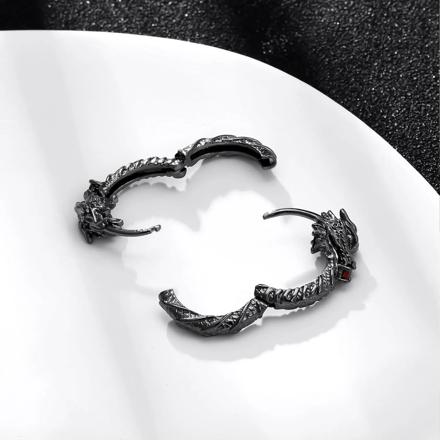 Hanreshe Copper Dragon Hoop Earrings Silver Plated Fashion Jewelry Small Dragon Earrings for Men Women Gift