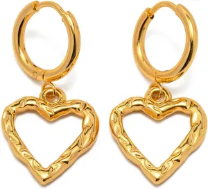 Heart Chain Earrings for Women, 18K Gold Plated Dangle Earrings for Ladies, Love Hoop Earring Jewelry, for Women Valentines Days Wedding Days Mother's Day Gifts