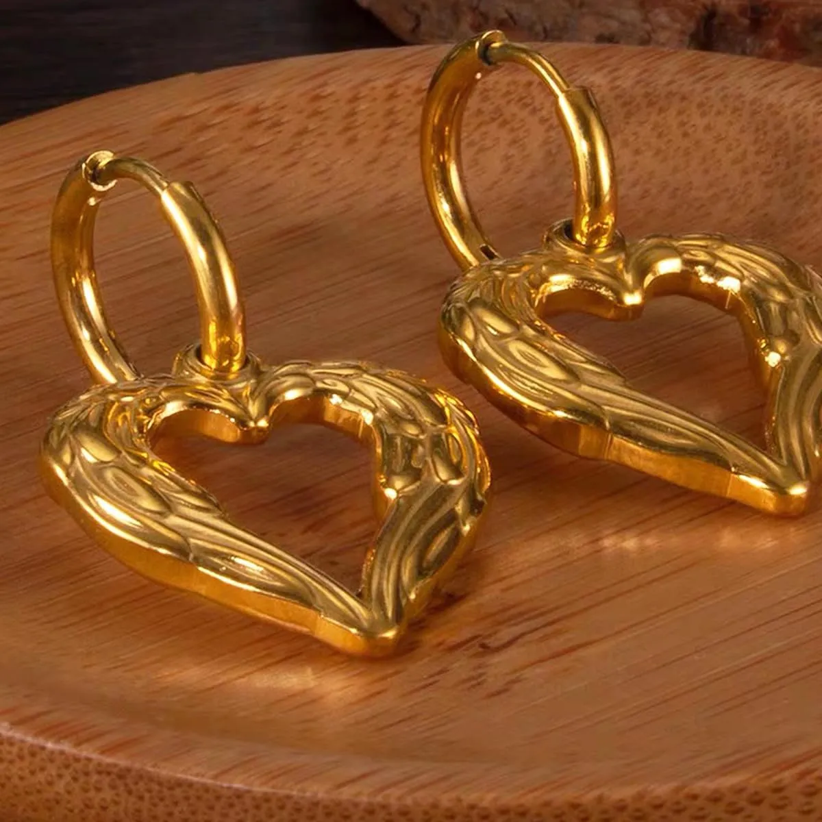 Heart Chain Earrings for Women, 18K Gold Plated Dangle Earrings for Ladies, Love Hoop Earring Jewelry, for Women Valentines Days Wedding Days Mother's Day Gifts