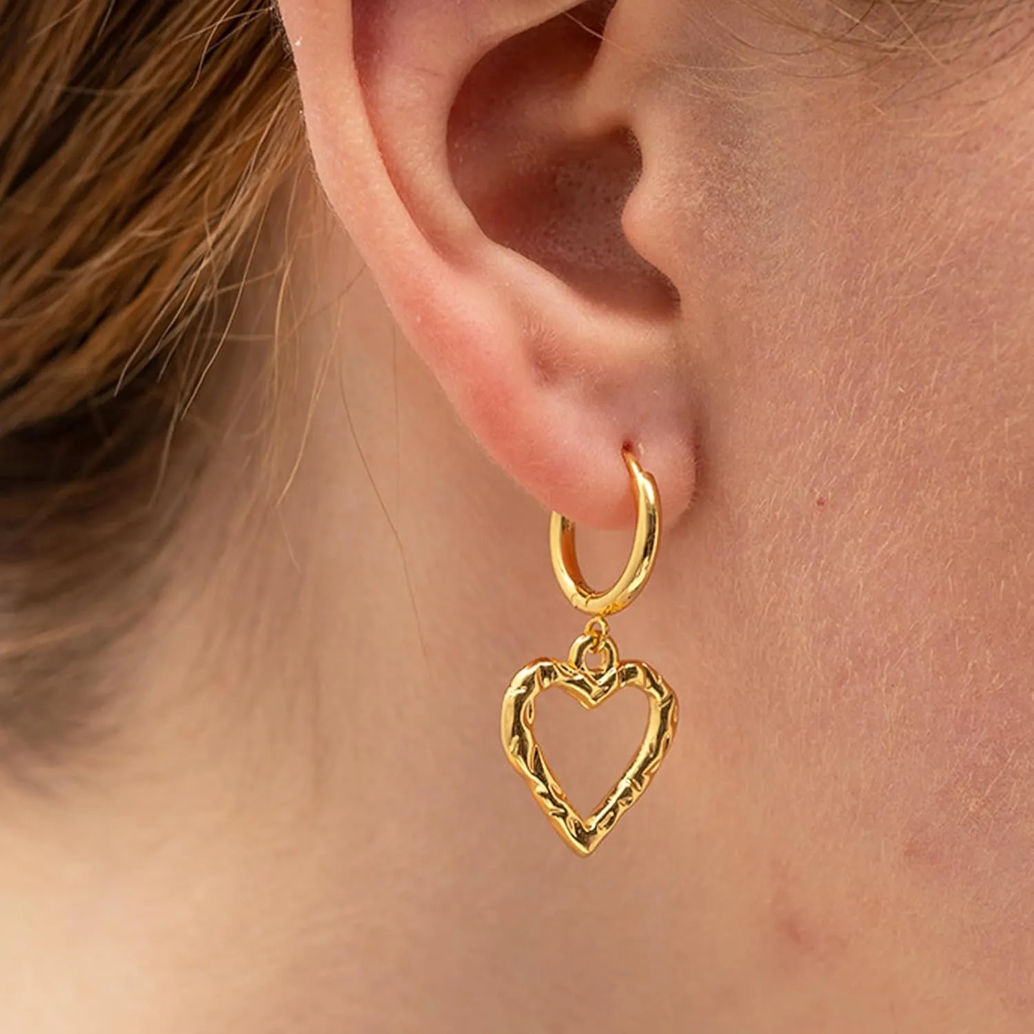 Heart Chain Earrings for Women, 18K Gold Plated Dangle Earrings for Ladies, Love Hoop Earring Jewelry, for Women Valentines Days Wedding Days Mother's Day Gifts