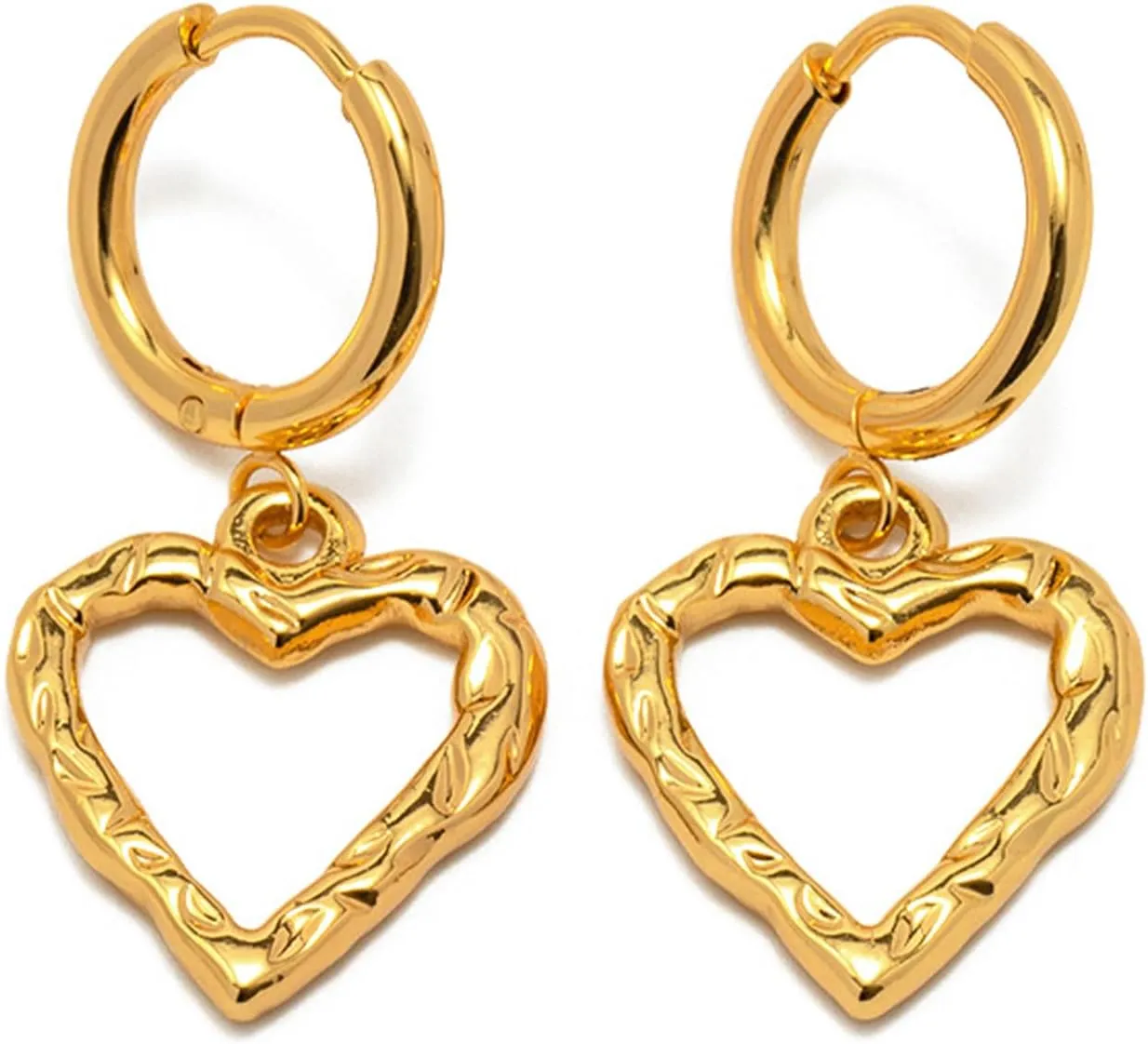 Heart Chain Earrings for Women, 18K Gold Plated Dangle Earrings for Ladies, Love Hoop Earring Jewelry, for Women Valentines Days Wedding Days Mother's Day Gifts