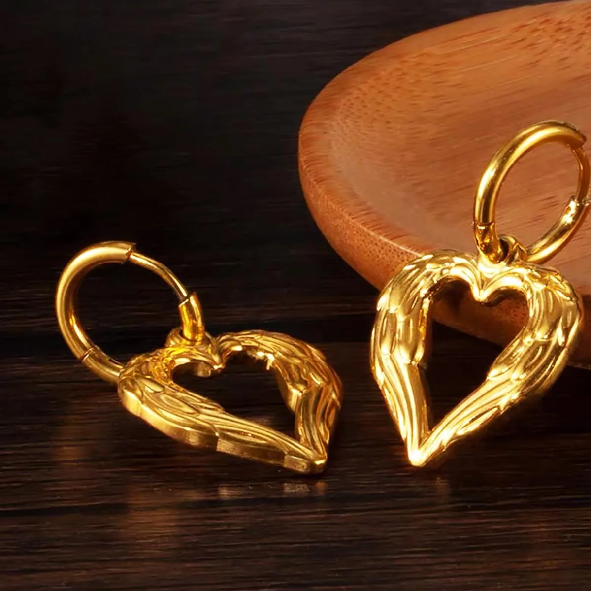 Heart Chain Earrings for Women, 18K Gold Plated Dangle Earrings for Ladies, Love Hoop Earring Jewelry, for Women Valentines Days Wedding Days Mother's Day Gifts