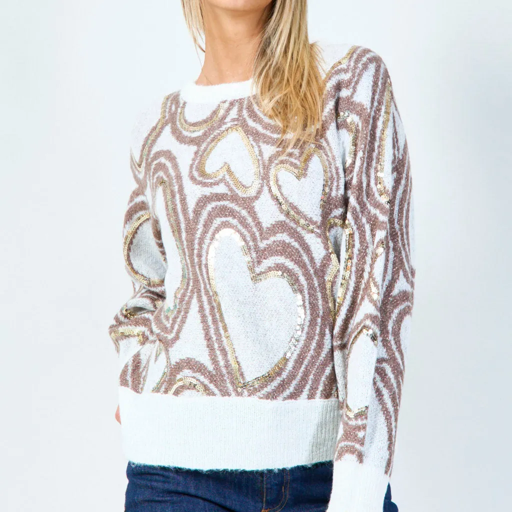 Heart sequin sweater wholesale