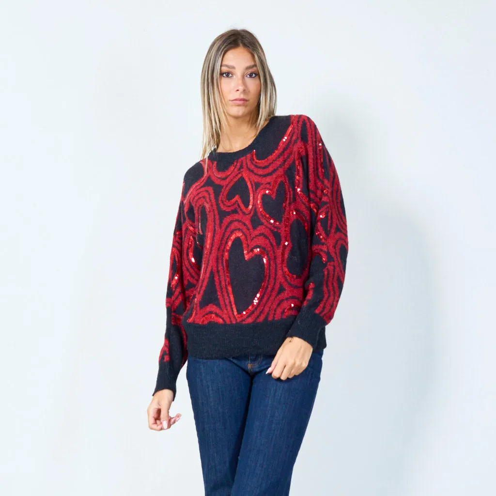 Heart sequin sweater wholesale