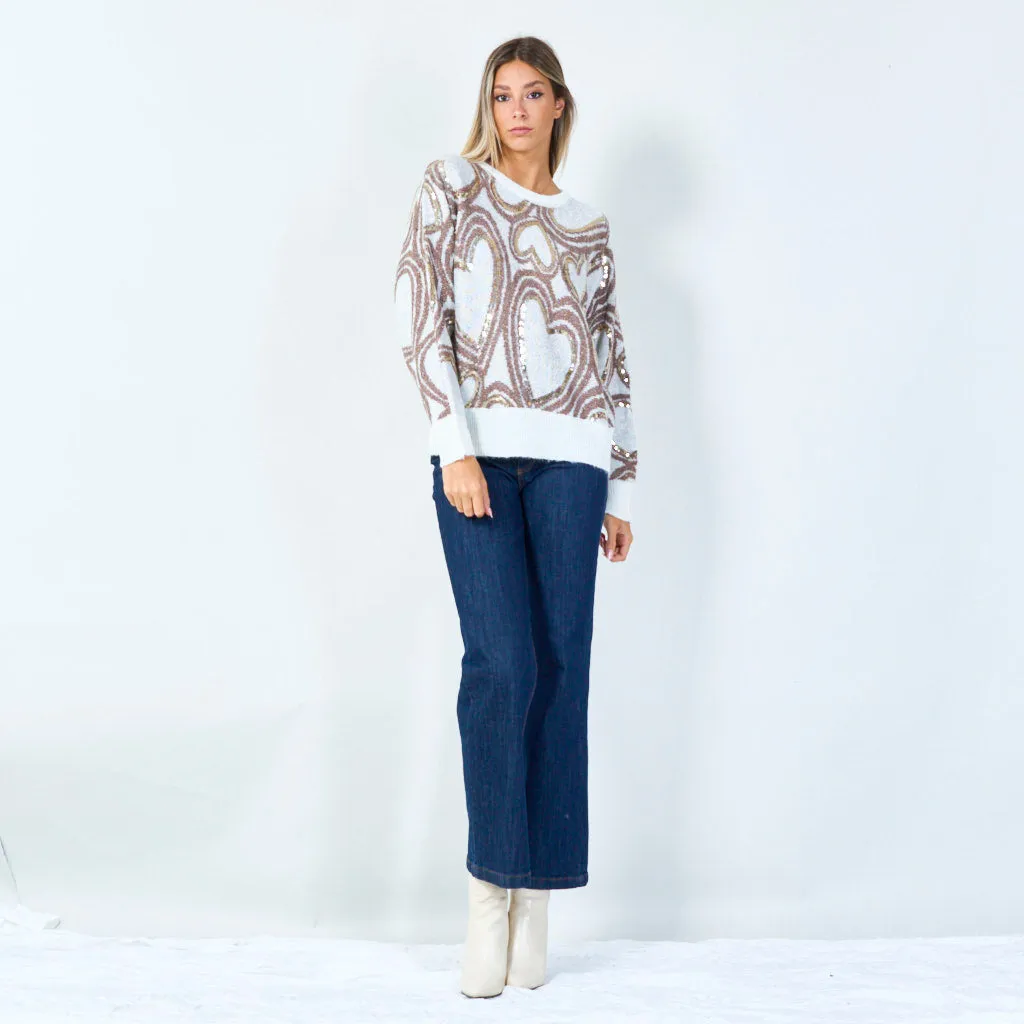 Heart sequin sweater wholesale