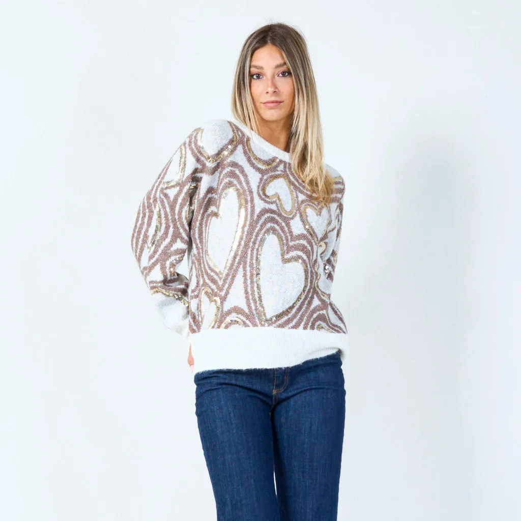 Heart sequin sweater wholesale