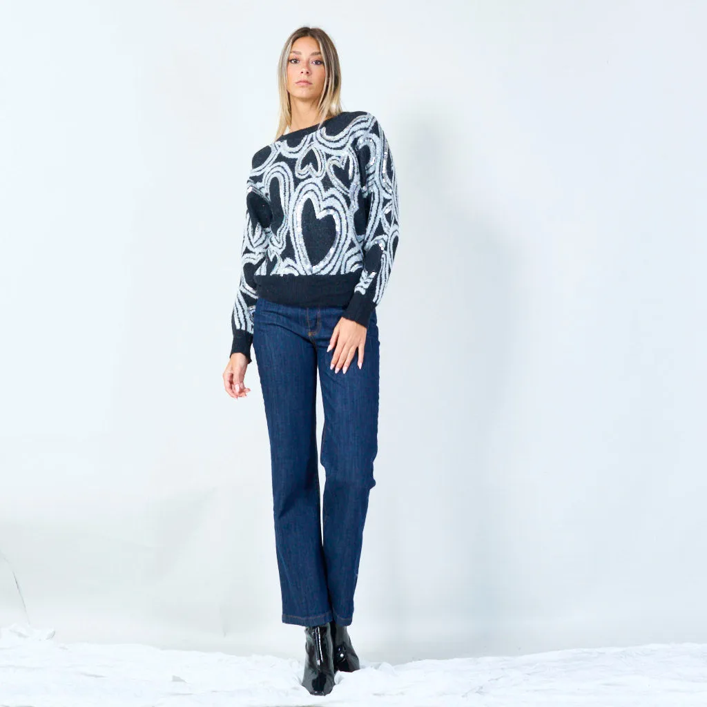 Heart sequin sweater wholesale