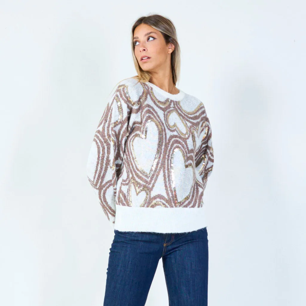 Heart sequin sweater wholesale