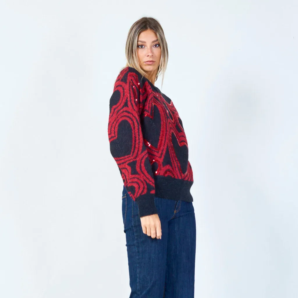 Heart sequin sweater wholesale
