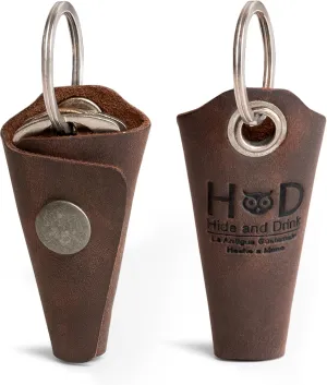 Hide & Drink Full Grain Leather Wrap Keychain, Organizer Snap Closure, Key Ring Cover, Silencer Sleeve Key Holder for Men