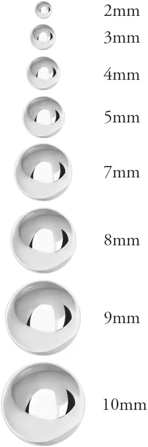 Honolulu Jewelry Company 14K Real Gold Polished Round Ball Stud Earrings, 2mm - 10mm