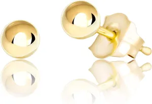Honolulu Jewelry Company 14K Real Gold Polished Round Ball Stud Earrings, 2mm - 10mm