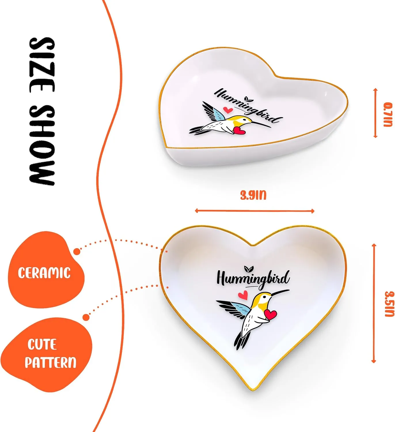 Hummingbird Ring Holder Dish Tray, Gifts For Women Teens Girls Kids, Hummingbird Lovers Themed Stuff Things Decor Merch, Home Room Ring Earrings Necklace Organizer Holder!