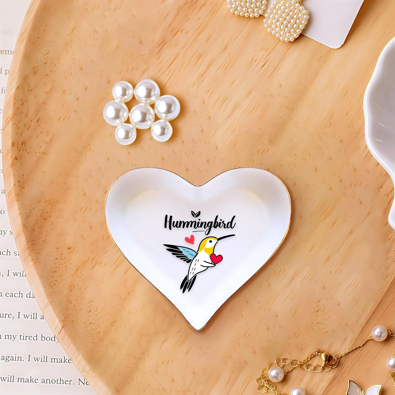 Hummingbird Ring Holder Dish Tray, Gifts For Women Teens Girls Kids, Hummingbird Lovers Themed Stuff Things Decor Merch, Home Room Ring Earrings Necklace Organizer Holder!