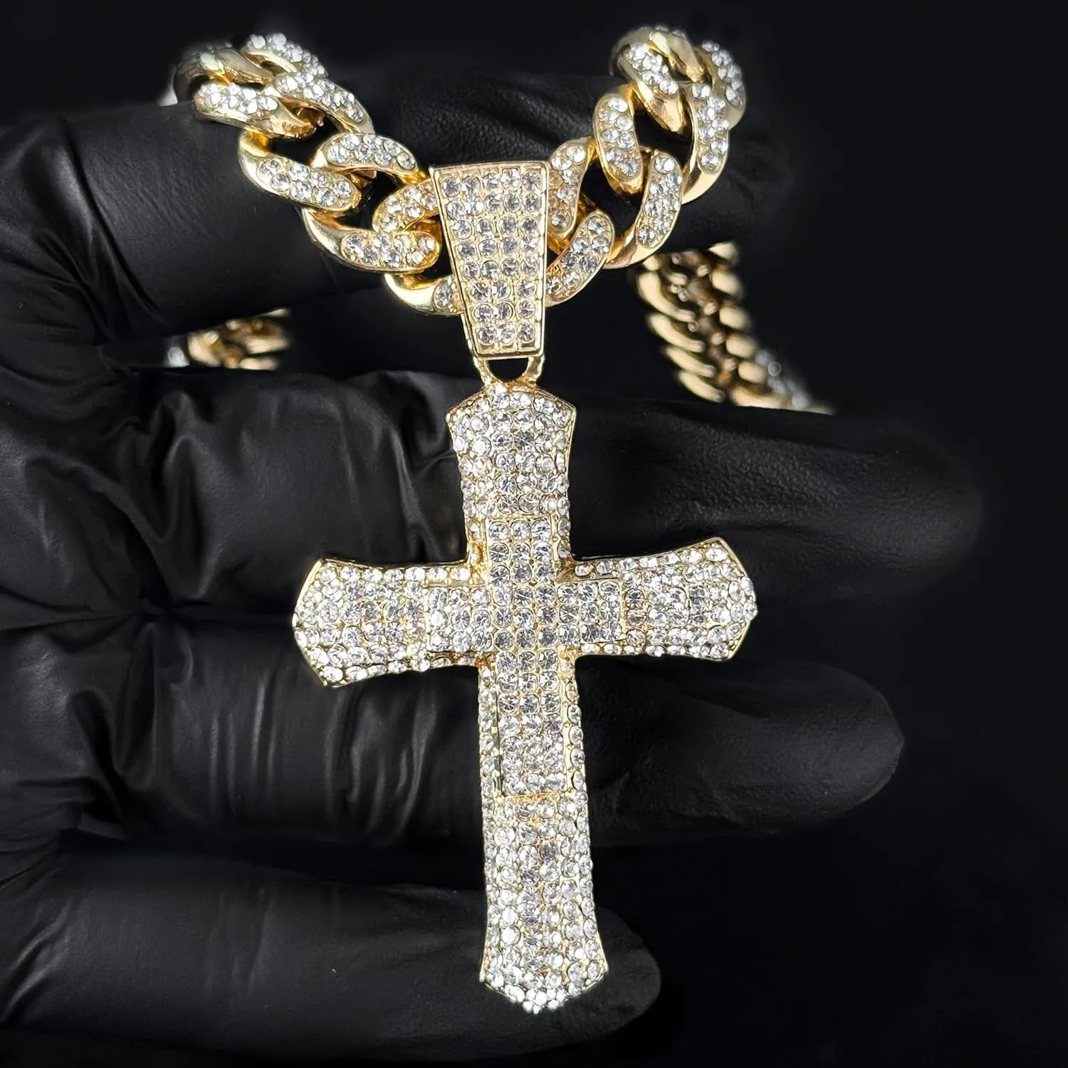 ICE STAR Men's Large CZ Pendant & 12mm Iced Out Cuban Necklace