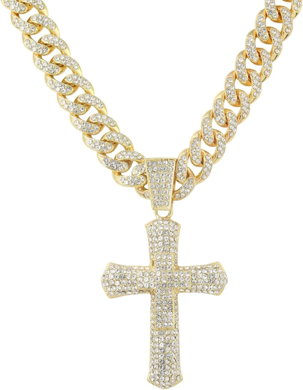 ICE STAR Men's Large CZ Pendant & 12mm Iced Out Cuban Necklace