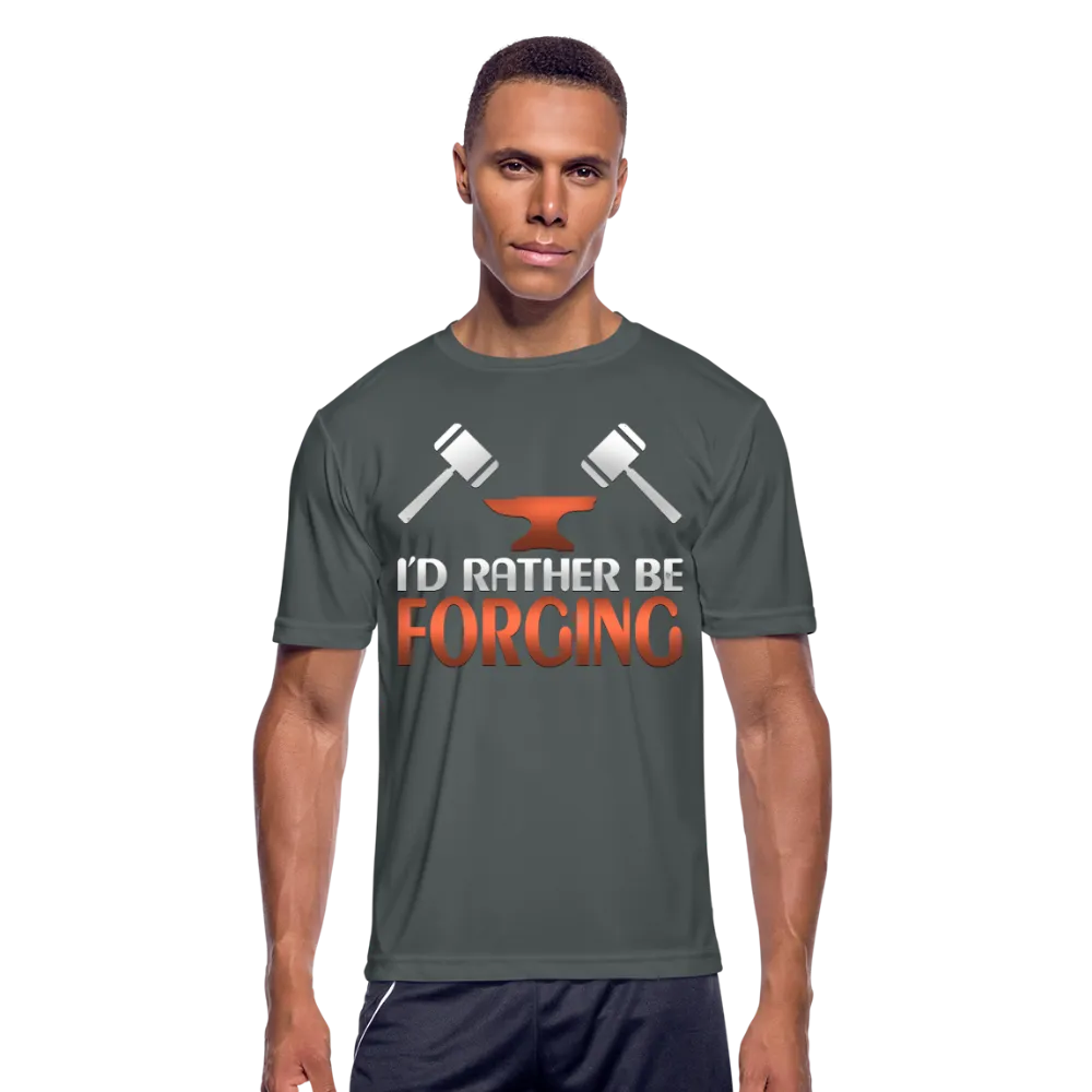 I'd Rather Be Forging Blacksmith Forge Hammer Mens Moisture Wicking Performance T-Shirt