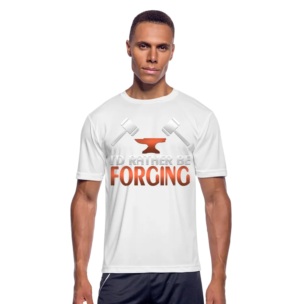 I'd Rather Be Forging Blacksmith Forge Hammer Mens Moisture Wicking Performance T-Shirt