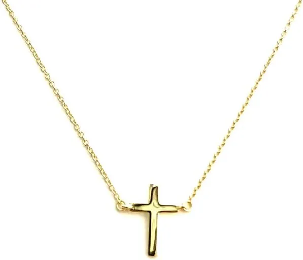 Incredible Chic 14k Real Gold Filled Cross: Tiny Cross Necklace, Dainty Necklace, Ideal Gift for Her - 18"