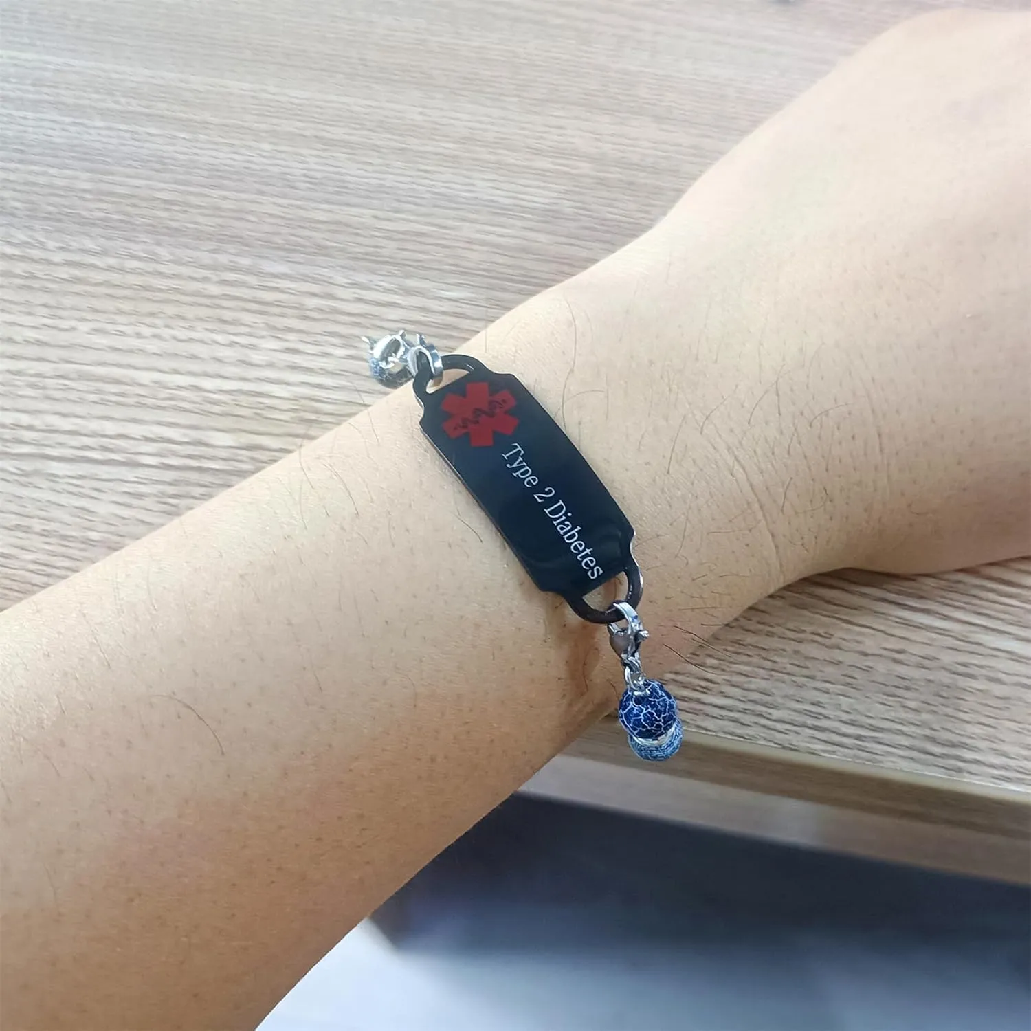 Interchangeable Dual-Use Natural Stone & Hematite Bracelet with Lobster Clasp | Replacement Convertible Medical Alert Jewelry or Fashion Bracelets for Women Men