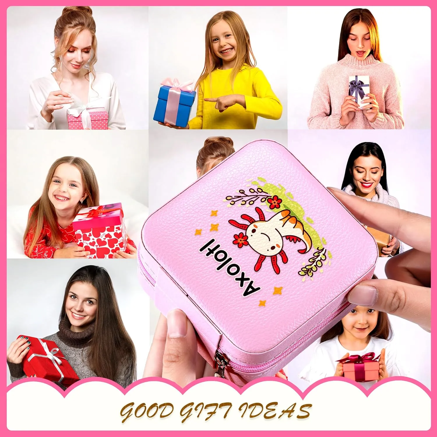 Jewelry Box, Axolotl Gifts For Teens Teenage Girls Kids Age 6 7 8 9 10 11 12, Axolotl Lovers Stuff Items Accessories Things Decor, Travel Ring Earrings Necklace Organizer Holder!