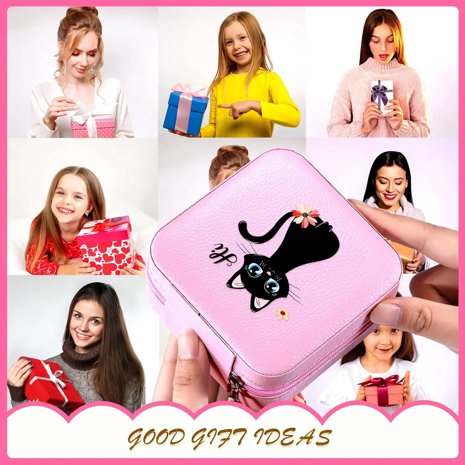 Jewelry Box, Black Cat Gifts For Teens Teenage Girls Kids Age 6 7 8 9 10 11 12, Black Cat Lovers Stuff Items Things Decor, Travel Ring Earrings Necklace Organizer Holder!
