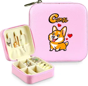 Jewelry Box, Corgi Gifts For Teens Teenage Girls Kids Age 6 7 8 9 10 11 12, Corgi Lovers Stuff Items Accessories Things Decor, Travel Ring Earrings Necklace Organizer Holder!