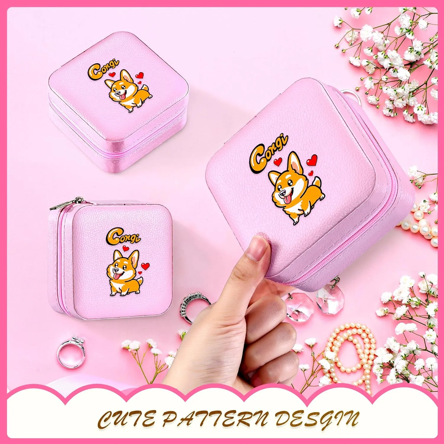 Jewelry Box, Corgi Gifts For Teens Teenage Girls Kids Age 6 7 8 9 10 11 12, Corgi Lovers Stuff Items Accessories Things Decor, Travel Ring Earrings Necklace Organizer Holder!