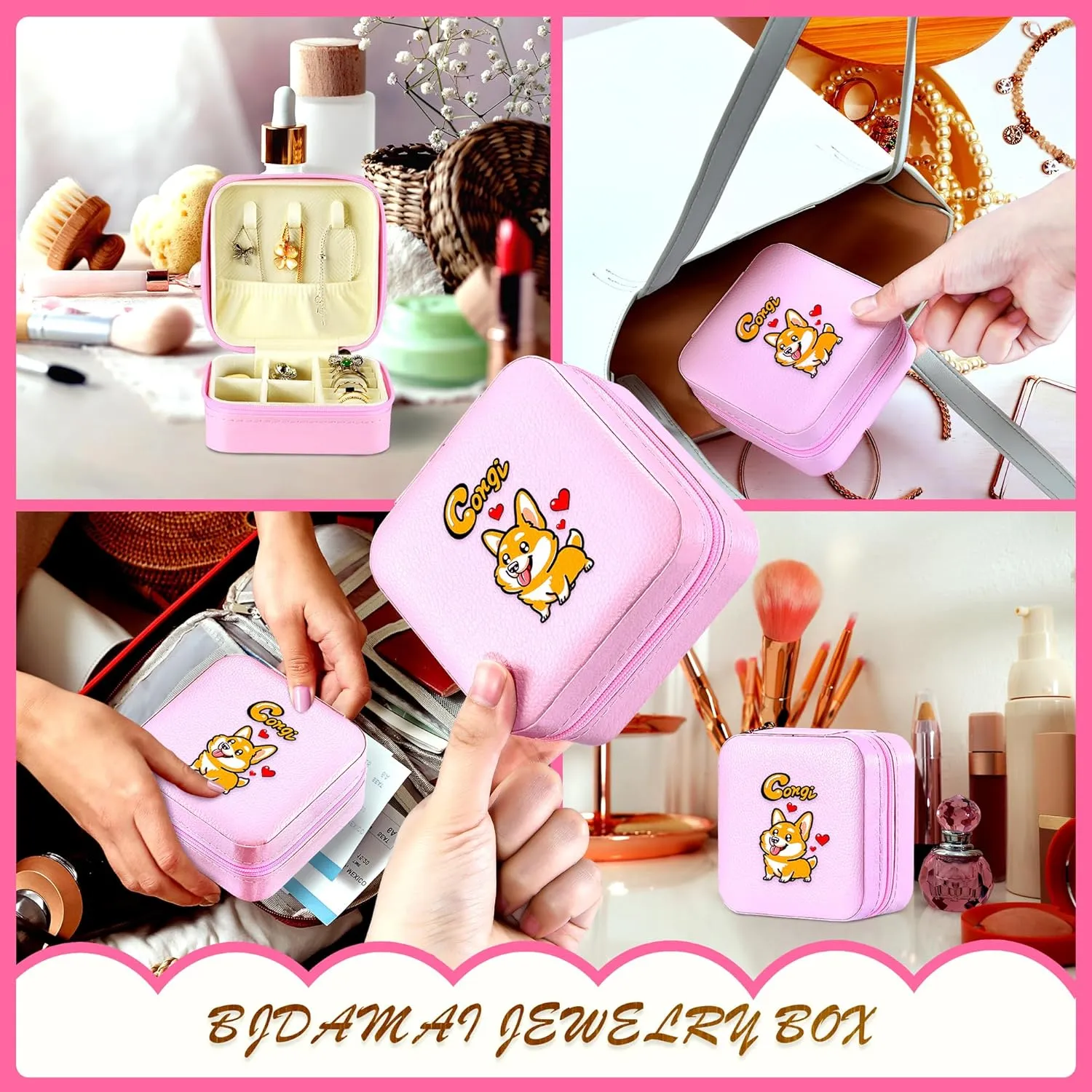 Jewelry Box, Corgi Gifts For Teens Teenage Girls Kids Age 6 7 8 9 10 11 12, Corgi Lovers Stuff Items Accessories Things Decor, Travel Ring Earrings Necklace Organizer Holder!