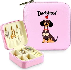 Jewelry Box, Dachshund Gifts For Teens Teenage Girls Kids Age 6 7 8 9 10 11 12, Dachshund Lovers Stuff Items Accessories Things Decor, Travel Ring Earrings Necklace Organizer Holder!